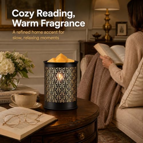 Metal Wax Melt Warmer Electric Candle Fragrance Burner | Oil Burner 2 in 1，Gifts for Women，Mother's Day，for Home Office Bedroom，Foliage Decorations - style: foliage