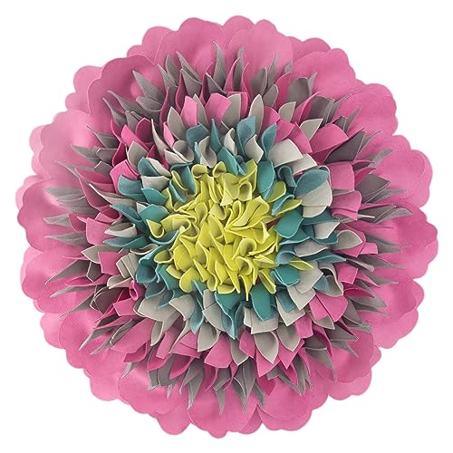 Decorative 3D Flower Round Velvet Throw Pillow Handmade Cute Floral Pillowcase with Insert Soft Elegant Accent Cushion for Couch Bed Living Room Bedroom Farmhouse Home Decor 14 Inch Hot Pink
