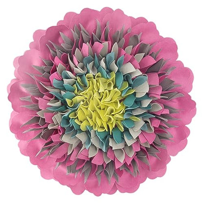 Decorative 3D Flower Round Velvet Throw Pillow Handmade Cute Floral Pillowcase with Insert Soft Elegant Accent Cushion for Couch Bed Living Room Bedroom Farmhouse Home Decor 14 Inch Hot Pink