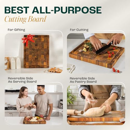 Yes4All Medium Acacia Cutting Board, End Grain Cutting Board 17"x 13"x 1.5" - size: 17"L x 13"W, style: Acacia