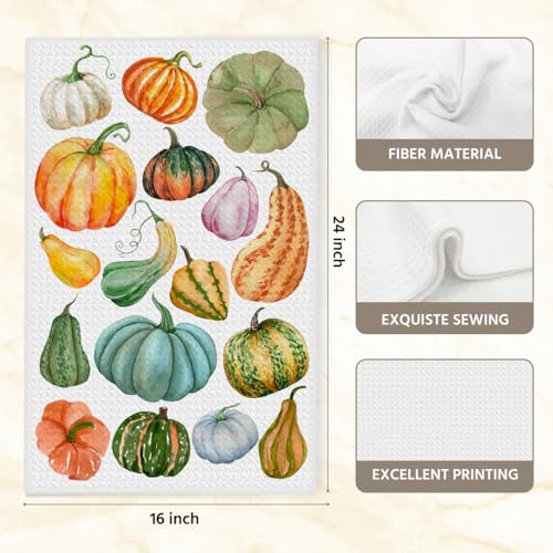 Pumpkin Kitchen Towels, Vegetable Dish Towels for Kitchen, Highly Absorbent Hand Towel Tea Towel, 16 x 25 Inch Drying Towel Housewarming Gifts for Women Girls Friends - color: Lm 352