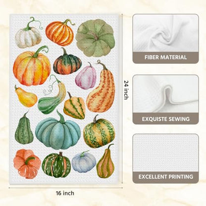 Pumpkin Kitchen Towels, Vegetable Dish Towels for Kitchen, Highly Absorbent Hand Towel Tea Towel, 16 x 25 Inch Drying Towel Housewarming Gifts for Women Girls Friends - color: Lm 352