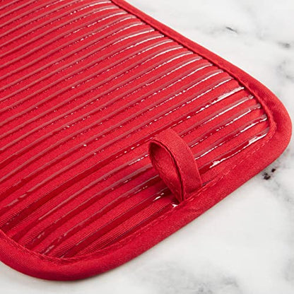 KITCHENAID Quilted Cotton Terry Cloth Oven Mitt, Pot Holder, Kitchen Towel 4-Pack Set, Heat Resistant, Silicone Grip, Gift Set, Passion Red, 16"x26", 7"x13" & 7"x10" - color: Passion Red