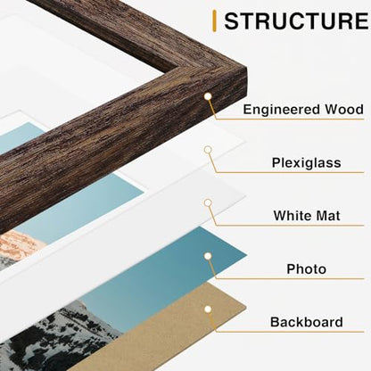Vittanly 12 Pack Gallery Wall Frame Set, Black, Brown, White | Gallery Wall Frame Set: 4pcs 8x10, 4pcs 5x7 & 4pcs 4x6 Photos for Wall & Table, Picture Frames made of Engineered Wood - color: Black & Brown & White