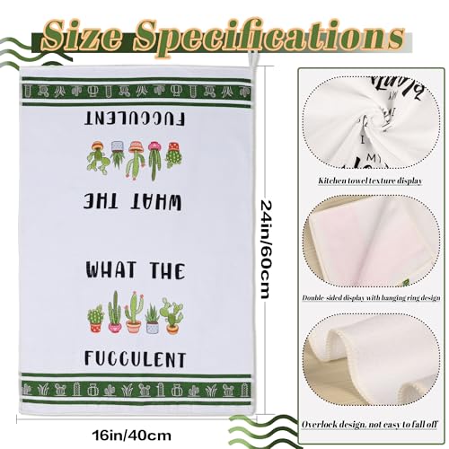 Gifts for Plant Lovers Women, Plant Lady Mom Gift, Funny Kitchen Towels for Women, Best Friend Birthday Housewarming New Home Gifts, Cute Kitchen Hand Towels Dish Cloths(16×24 Inches Set of 2) - color: Succulent