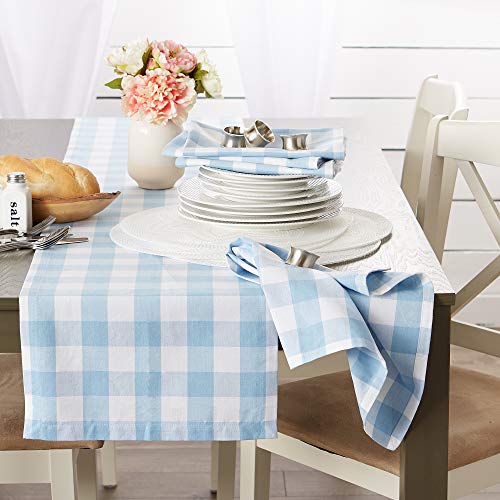 DII Buffalo Check Collection, Classic Farmhouse Cloth Napkin Set, 20x20, Light Blue & White, 6 Piece - color: Light Blue & White, size: 20" x 20" (Set of 6)