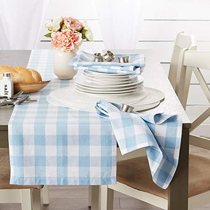 DII Buffalo Check Collection, Classic Farmhouse Cloth Napkin Set, 20x20, Light Blue & White, 6 Piece - color: Light Blue & White, size: 20" x 20" (Set of 6)