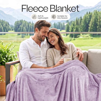 Utopia Bedding Lilac Fleece Blanket Queen Size Fuzzy Soft Anti-Static Microfiber Bed Blanket (90x90 Inch) - color: Lilac, size: Queen (90x90 Inch)