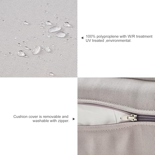 ARTPLAN Loveseat Patio Deep Seat Cushions 46"x24"x5" Bench Pad,Grey | High-density foam fill, solution-dyed UV water repellent fabric, zipper removable cover fits patio swing & bench furniture - color: Gray