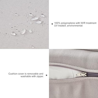 ARTPLAN Loveseat Patio Deep Seat Cushions 46"x24"x5" Bench Pad,Grey | High-density foam fill, solution-dyed UV water repellent fabric, zipper removable cover fits patio swing & bench furniture - color: Gray