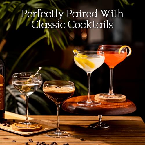 Coupe Glasses Set of 8, 8OZ Hand Blown Crystal Cocktail Martini Glasses for Espresso Martini,Manhattan,Champagne,Suitable for Bar Glassware,Party or Gift