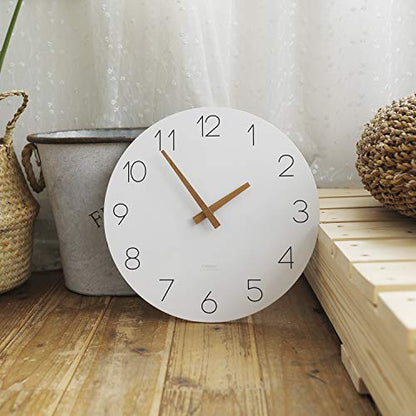 mooas Flatwood Wall Clock, 12" Analog Wall Clock, Silent Non-Ticking | Modern Wall Clocks Battery Operated for Office, Home, Bathroom, Kitchen, Bedroom, School, Living Room - color: Flatwood
