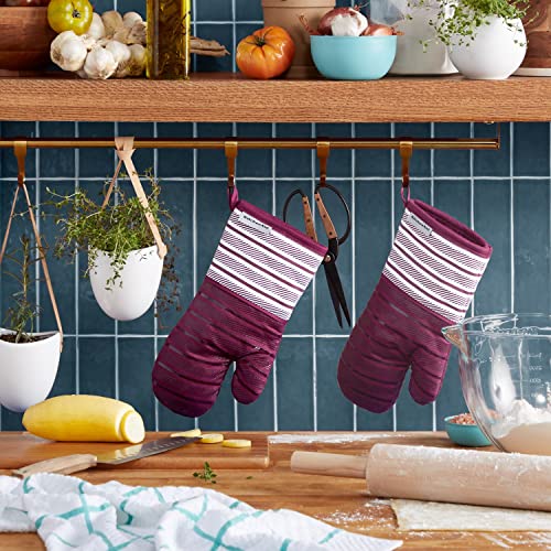 KitchenAid Albany Oven Mitt 2-Pack Set, Beet, 7"x13" - color: Beet