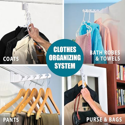 Over The Door 3-Pack Organizer for Clothes Hangers, Space-Saving Cascading Hanger Hooks, White - size: 3-Pack