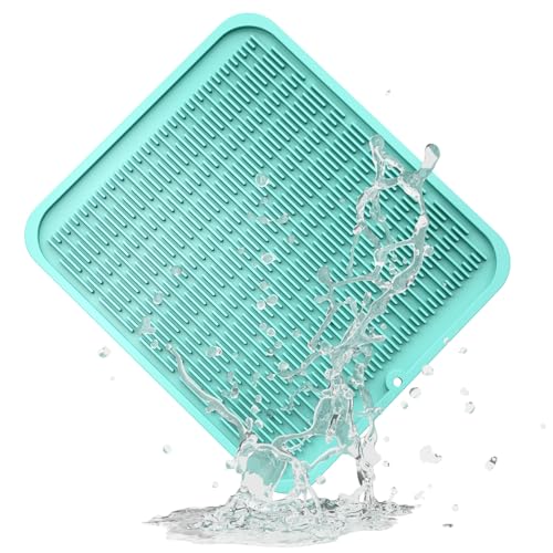 ZLR Oversized Silicone Dish Drying Mat for Kitchen, 16"x18", Mint Green | Family-Size Drainboard for Pots & Pans, Thick 4mm No-Curl, Heat-Resistant Trivet to 450°F, Non-Slip, Rolls to Store - color: Mint Green, size: 18" x 16"