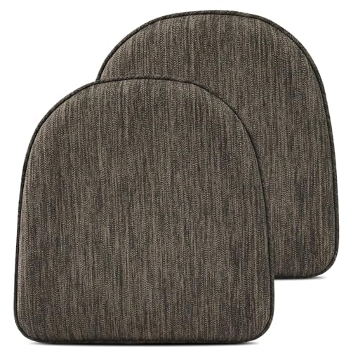 baibu Set of 2 Memory Foam Dual-Layer Design Metal Dining Chair Pads Bar Stool Cushion with Ties for Metal Chairs or Bar Stools - 2 Cushions Only (Brown, 14" (35cm) 2PC) - color: Brown, size: 14x14x1.5 Inch (Pack of 2)