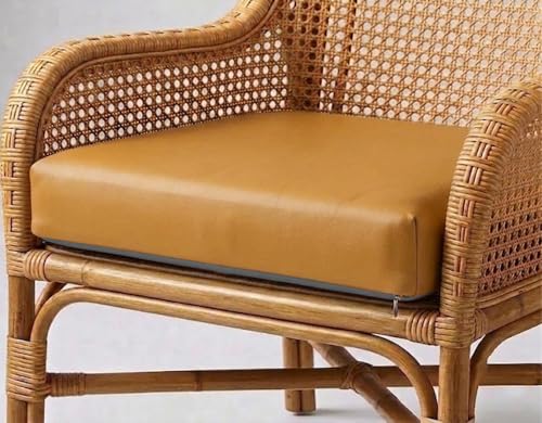 Waterproof Faux Leather Chair Cushion - Non Slip 50D High Density Memory Foam Seat Pad for Dining Room, Kitchen, Patio Office Chairs, Custom Sizes(Gold,19x19x2in) - color: Gold, size: 19x19x2in