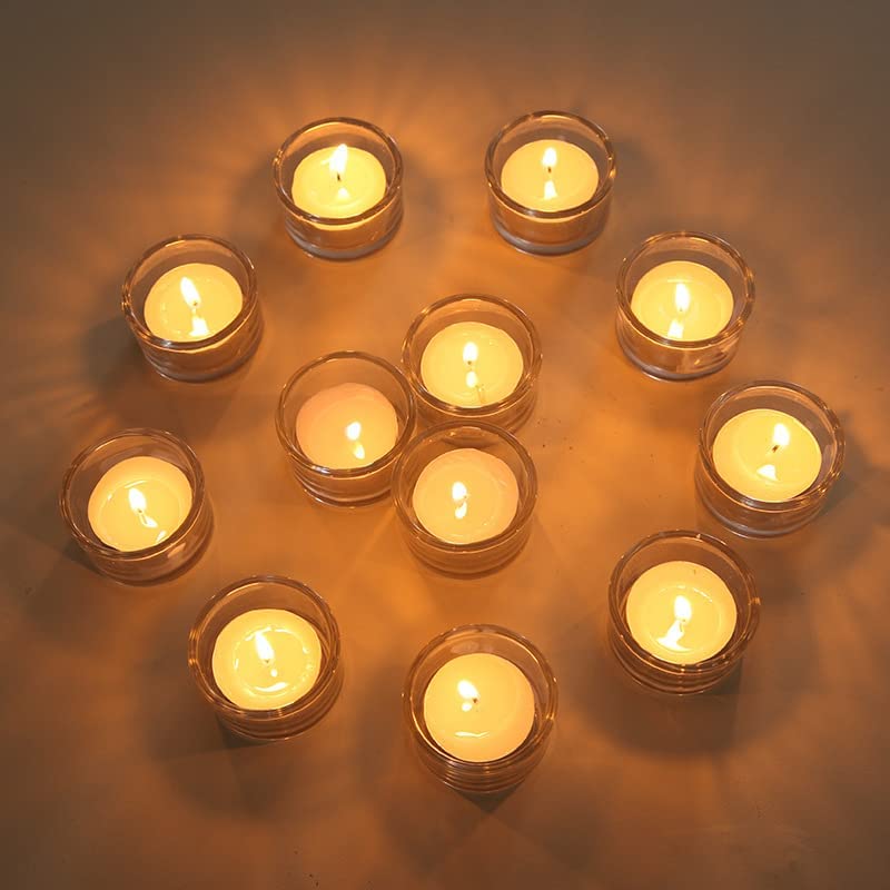 GOLDEAL 30 PCS Small Clear Glass Tealight Candle Holders,Tealight Holders Bulk Use for Weddings Parties Dinner,for 1.5" Tealight. as Well as Candle Mould… - color: Clear