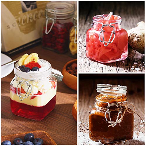 SPANLA Spice Jars, 24 Pack 4oz Small Glass Jars Spice Jars Herb Jars | Spice Herb Jars with Airtight Hinged Lids, 4oz Glass Jar with Labels Silicone Funnel Ideal for Spice Herbs Art Craft Storage - color: 24 Pack