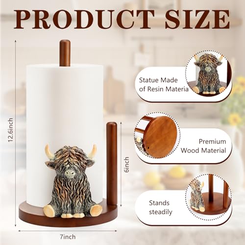 Highland Cow Paper Towel Holder Cute Highland Cow Kitchen Decor - style: Highland Cow