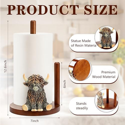 Highland Cow Paper Towel Holder Cute Highland Cow Kitchen Decor - style: Highland Cow