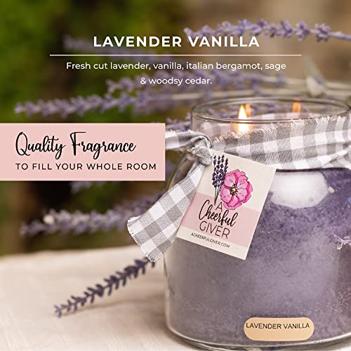 A Cheerful Giver — Lavender Vanilla - 34oz Papa Scented Candle Jar with Lid - Keepers of the Light - 155 Hours of Burn Time, Gift Candle, Violet - size: 34 oz