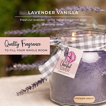 A Cheerful Giver — Lavender Vanilla - 34oz Papa Scented Candle Jar with Lid - Keepers of the Light - 155 Hours of Burn Time, Gift Candle, Violet - size: 34 oz