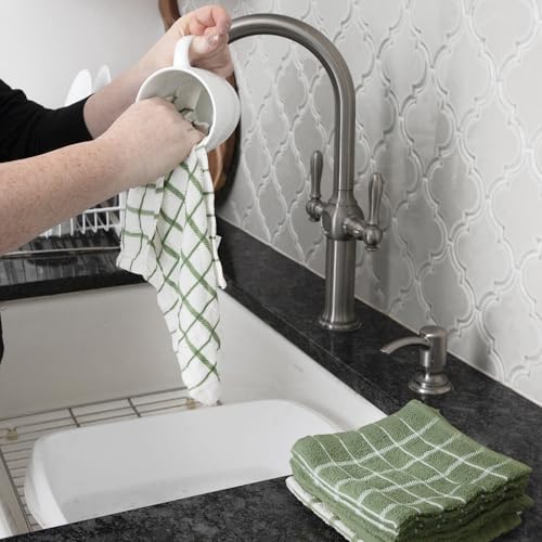 Ritz Premium Terry Check Kitchen Dish Cloths, 6-Pack, Juniper - color: Juniper, size: 6-Pack - Dish Cloths