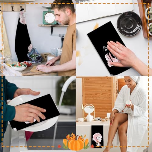 SPBL&L Pink and Black Hand Towels for Bathroom Set of 4, Women's Fashion Black Hand Towels for Bathroom, 16x24 Inches - color: Bathroom-black Five