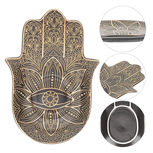 Zerodeko Ceramic Jewelry Tray Palm Shape Eye Trinket Dish Jewelry Storage Tray for Rings Earrings Bracelets Necklaces Desk Dresser Bathroom Decor 6.49 X 4.52 X 0.59 in