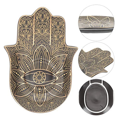 Zerodeko Ceramic Jewelry Tray Palm Shape Eye Trinket Dish Jewelry Storage Tray for Rings Earrings Bracelets Necklaces Desk Dresser Bathroom Decor 6.49 X 4.52 X 0.59 in