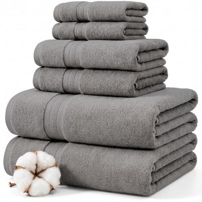Modern Threads 6-Piece Rayon from Bamboo & Cotton Blend Towel Set - Ultra Soft & Absorbent, Gray - color: Gray