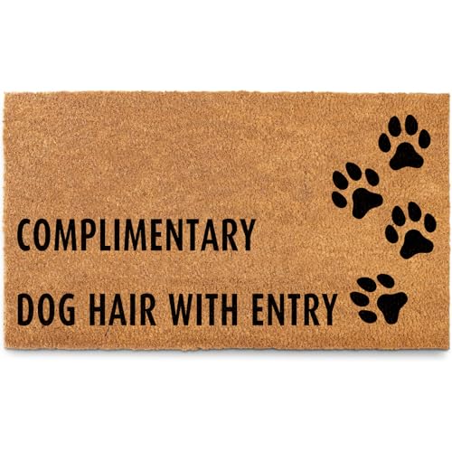 Complimentary Dog Hair Faux Coir Doormat 17x30 Inch Non-Slip Welcome Mat for Front Door Indoor Outdoor Decor - color: Dog Hair Brown