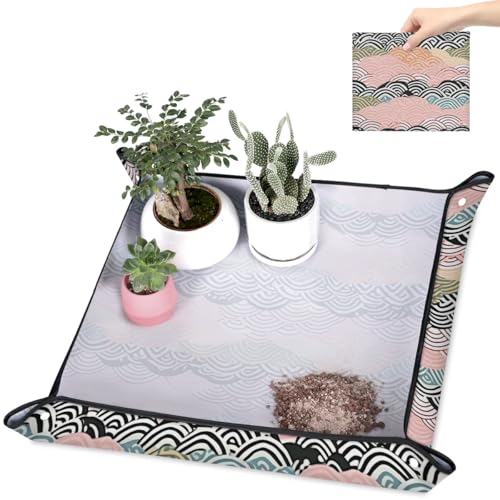 Repotting Mat for Indoor Plants Abstract Ocean Water Waterproof Potting Mat for Mess-Free Gardening, Foldable & Portable Planting Mat, Gardening Gifts & Bonsai Tools - color: Abstract Ocean Water, size: 39.4x39.4"