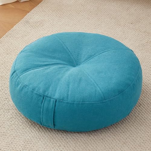 Square Tufted Floor Pillow 8" Extra Thick Floor Pillow Cushion for Adults, Meditation Cushion Pillows, Large Floors Sitting for Tatami Living Room Or Yoga(Blue,40 * 40 * 15 Round) - color: Blue, size: 40*40*15 Round