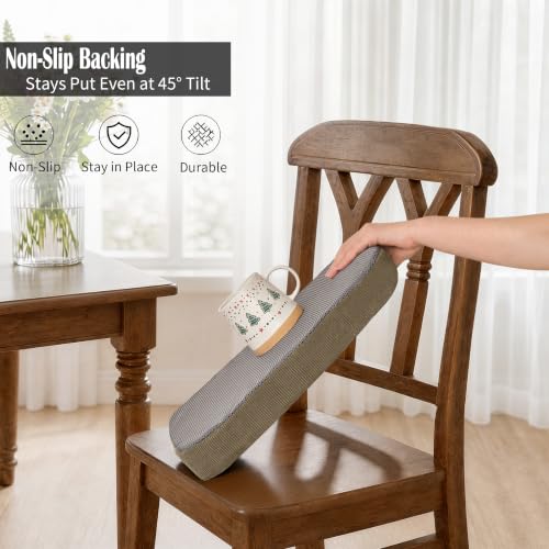 Dining Chair Cushions, Khaki, 17"x16", Set of 2 | 2'' Thick Cooling Gel High-Density Foam, Ties and Non-Slip Bottom, Removable Washable Cover, For Dining and Kitchen - color: Khaki, size: 2 Count (Pack of 1)