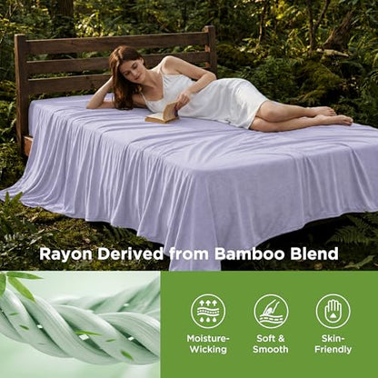 Bedsure Lavender Cooling Blanket Full Size for Hot Sleepers - Summer Blanket Full Size Cold Bed Cool Arc-Chill Thin Ice Cooled Bedding with Rayon Derived from Bamboo Night Sweats Hot Flashes, 80x90 - color: 04- Lavender, size: Full (80" X 90")