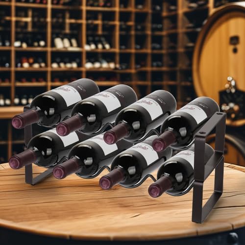 Carperipher Stackable Wine Rack Countertop, 8 Bottles 2 Tier Wine Cabinet Counter, Wine Rack Holder and Storage, Metal Wine Bottle Holder Freestanding for Cabinet - size: 2 Tier