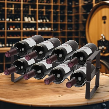 Carperipher Stackable Wine Rack Countertop, 8 Bottles 2 Tier Wine Cabinet Counter, Wine Rack Holder and Storage, Metal Wine Bottle Holder Freestanding for Cabinet - size: 2 Tier
