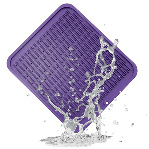 ZLR Oversized Silicone Dish Drying Mat for Kitchen, 16"x18", Meadow Violet | Family-Size Drainboard for Pots & Pans, Thick 4mm No-Curl, Heat-Resistant Trivet to 450°F, Non-Slip, Rolls to Store - color: Meadow Violet, size: 18" x 16"