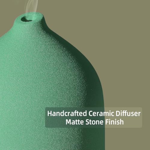 200ML Ceramic Essential Oil Diffuser for Home, Stone Diffuser | Ultrasonic Aromatherapy Diffuser & Air Humidifier for Bedroom, Office, Yoga, 7 LED Lights, Auto Shut-Off, 3 Timers, Green - color: Green