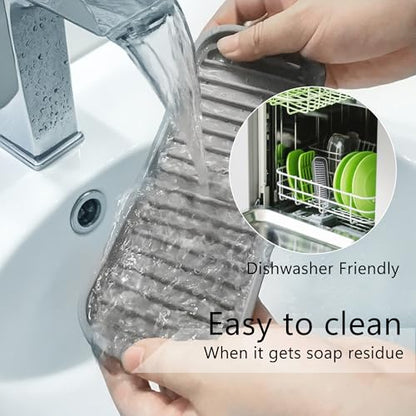 Mofason Silicone Soap Tray - Kitchen Soap Tray Sponge Tray 2 Pack Mist | Bathroom kitchen finishing tray, travel soap holder, soap and sponge sink organizer; for bar soap holder, dish sponge holder - color: Mist