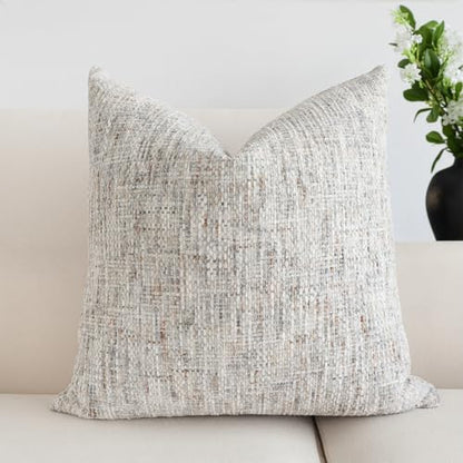 Textured Chenille Throw Pillow Cover 22x22 Inch Soft Neutral Woven Accent Boho Farmhouse Square Decorative Cushion Case for Modern Home Decor Bed Couch Sofa Living Room - size: 22" x 22" (Pack of 1)