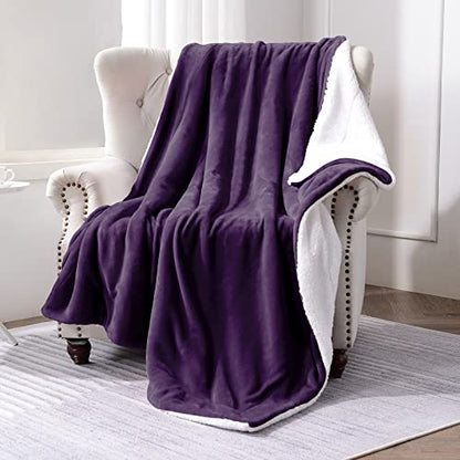 Sherpa Fleece Throw Blanket, Double-Sided Super Soft Luxurious Plush Blanket Twin Size, Aubergine 60inch X80'' | Double-Sided Super Soft Luxurious Plush Blanket Twin Size - color: Aubergine, size: 60"×80"
