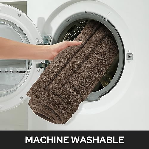 HOMEIDEAS Bathroom Rugs Sets 2 Piece, Super Soft and Absorbent Non Slip Microfiber Machine Washable Bath Mat Set (20" x 32" + 16" x 24", Brown) - color: Loop- Brown, size: 1'4" x 2'8" (16"x24"+20"x32")