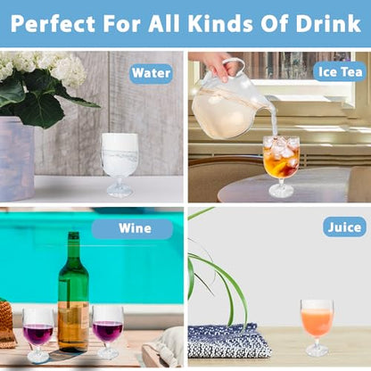Lily's Home Unbreakable Plastic Wine Glasses Set of 8, 12 oz Shatterproof Stackable Tumblers, Reusable BPA Free Goblets for Indoor and Outdoor Use. Made in Taiwan (Clear) - color: Clear