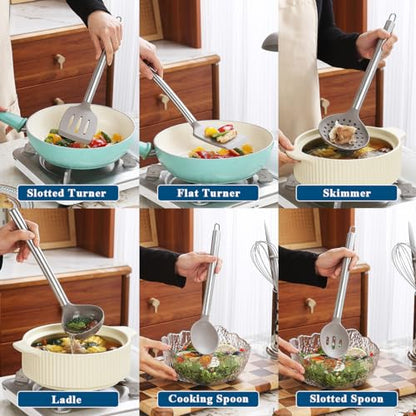 Kitchen Utensils Set, Kyraton 38 Pieces Non-Stick Silicone Cooking Utensils Set, Spoon Spatula Set with Sturdy Stainless Steel Utensil Holder, Dishwasher Safe - color: 2. With Utensil Rack
