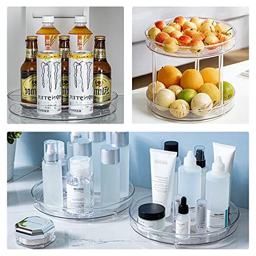 URALFA 2 Tier Lazy Susan Turntable, 9 Inch Clear Organizer for Cabinet | Acrylic Rotating Spinning Storage Rack, Plastic Multi-layer Shelf for Spice Rack, Fridge, Bathroom, Pantry - size: 9 Inch / 2 Tier / 1 Pack