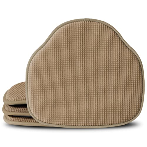 Shinnwa Windsor Chair Cushions Set of 4, Farmhouse Kitchen Seat Cushions, Non Slip Chair Pads for Dining Room, 4 Pack, 17 x 15.5 inches, Brown - color: Brown, size: 4 Count (Pack of 1)