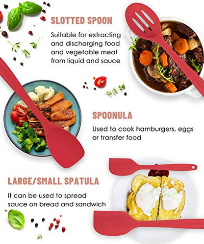 Pranski Kitchen Utensils Set-12 Pieces Silicone Cooking Utensils Set (Dishwasher Safe) 392°F Heat Resistant Spatula Set, Nonstick Cookware | Dishwasher Safe 392°F Heat Resistant Spatula Set Kitchen Utensil Set for Nonstick Cookware,Best Kitchen Tools with